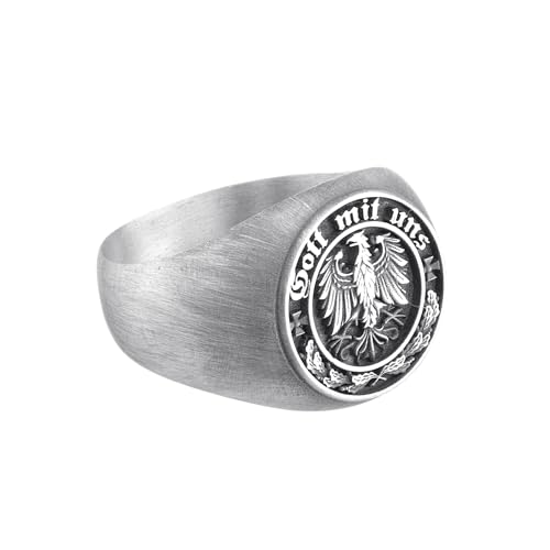 Gott Mit Uns Ring, German Coat of Arms Signet Rings, 925 Sterling Silver Handmade Ring, History Gift for Men, Patriotic Jewelry