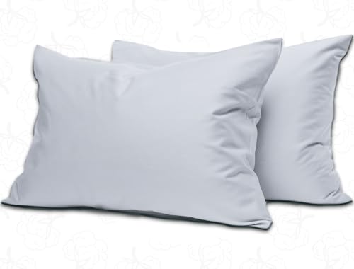MistyMorning Pillow Cases 2 Pack Soft & Premium Quality Bedding & Linen, Egyptian Cotton 200 Thread Count, Breathable & Envelope Closure in Standard Size (50x75+15 cm) (Silver Grey, Pack of 2)