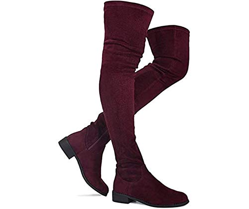 maroon knee high boots