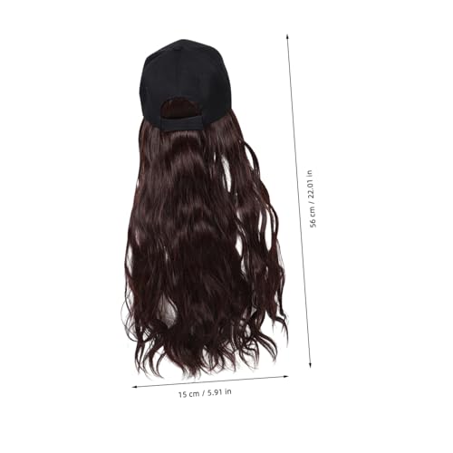 Bonnet postiche avec cheveux longs bouclés casquette baseball unisexe noire