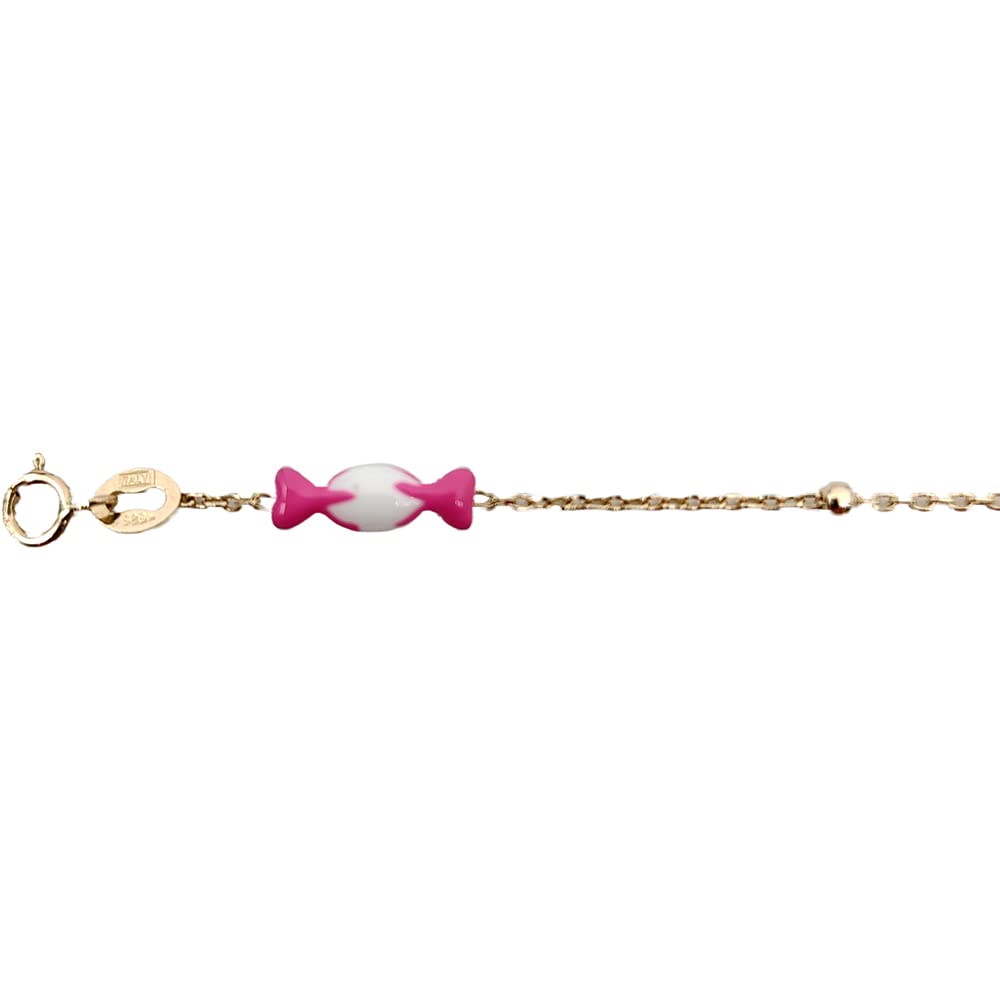 Gioielli Aurum - Armband für Neugeborene aus Gelbgold mit Schnuller und Süßigkeiten-Lutscher
