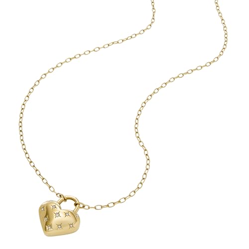 Image of Fossil Women's Gold-Tone Stainless Steel Pendant Chain Necklace for Women