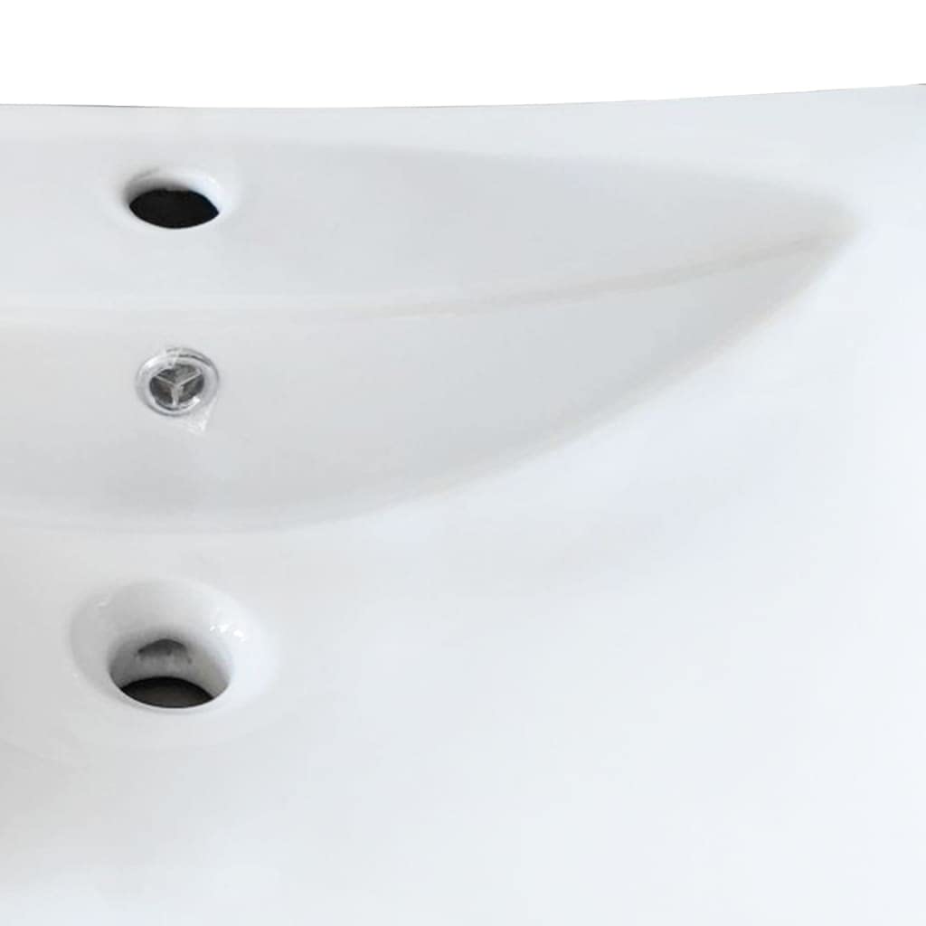 Fregadero de cerámica rectangular de lujo con rebosadero y orificio para grifo para baño: diseño elegante y