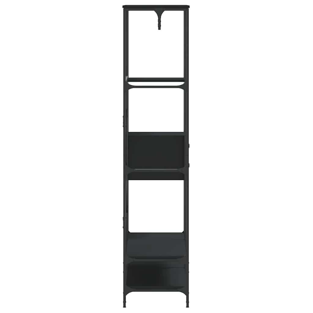 Kleiderständer mit Ablagen aus Holzwerkstoff und Metall Schwarz 97x40x180 cm freistehend mit Rollen, höhenverstellbar, platzsparend für Schlafzimmer