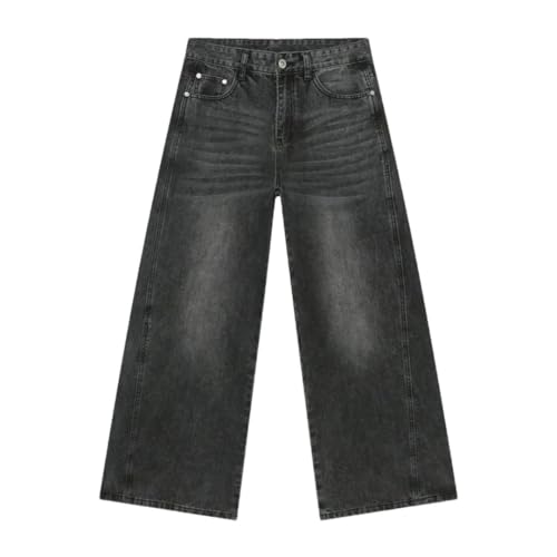 Men's Denim Pants Solid Color Washing Straight Wide Leg Trousers