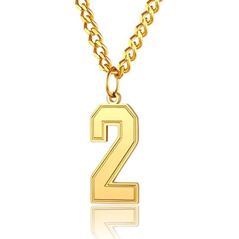 Number Necklaces for Men 2 Charms with Cuban Chain Mens Gold Chain Necklace Cover
