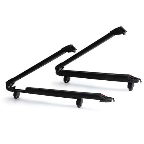 Koarigo Ski & Snowboard Roof Rack with Sliding Extension, Ski Rack for Car Roof, Universal Ski Rack with Anti-Theft Lock, Fits 6 Pair Skis or 4 Snowboards, Mounting Clamp Hook Fits Most Cross Bars