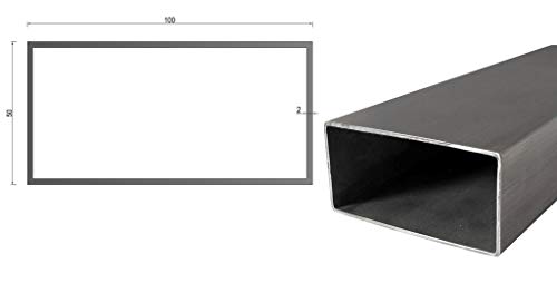 Tubo cuadrado de acero inoxidable/tubo rectangular/perfil de caja en muchas dimensiones de 10 cm hasta 6 m por pieza. Dimensiones del perfil: 100 mm x 50 x 2 mm Longitud: 0100 mm