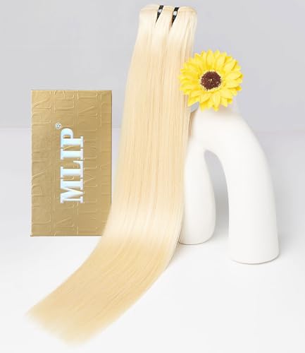 mlip Raw Indian Hair Bundle Straight, Enhanced Quality Bundle, 18A Virgin Hair 20 inches, No Tangle Shedding, Triple the Lifespan, Keep Texture Silky Soft After Multiple Washes, 613 Color