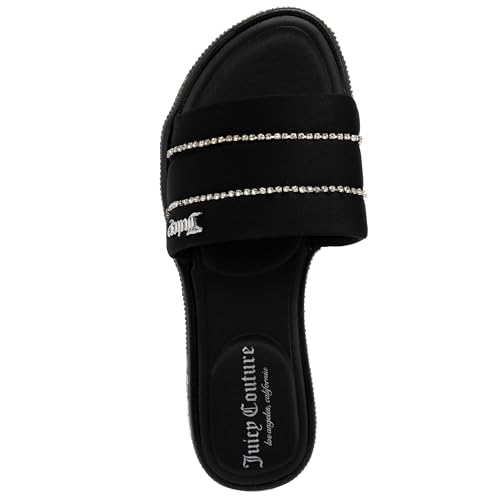 Image of Juicy Couture Women's Slide Sandals - Glitter Bling Open Toe Sparkle Flats - Dressy Summer Casual Footwear