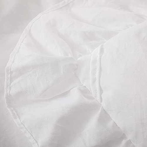 Sleepbella Luxury Ruffled Comforter Sets Queen White 3Pcs, Soft Microfiber Inner Fill Down Alternative Shabby Chic Bedding Set #TOP4