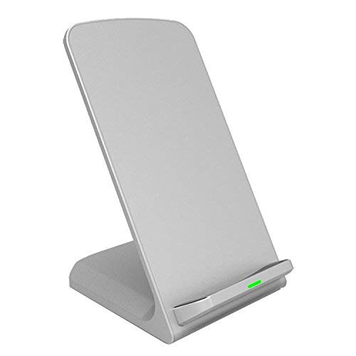 Chargeur sans fil rapide au design compact argenté pour iPhone X