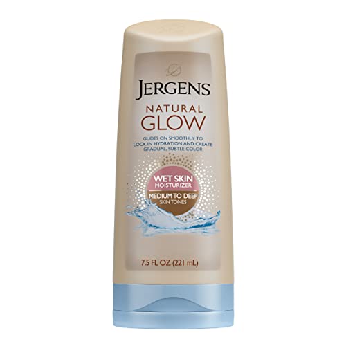 Image of Jergens Natural Glow In Shower Lotion, Self Tanner for Medium to Deep Skin Tone & Natural Glow Instant Sun Body Mousse, Self Tanner for Deep Bronze Tan, Sunless Tanning Body Bronzer
