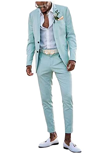 2 PC Men's Wedding Suits Slim Fit Peak Lapel Groom Tuxedos Two Buttons Prom Suit4