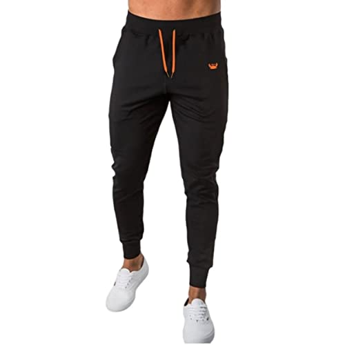 Calça De Moletom Jogger Masculina Apeluciada Com Bolsos Estampada Relaxado (G, Preto Siri 1 Laranja)