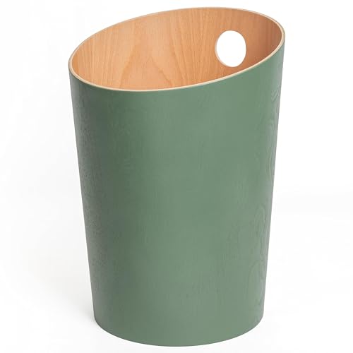 Kazai.® Design Paper Bin 'Bennet' | Unique Waste Paper Basket for Office, Bedroom, Children's Room, and More | Office Bin Made of Real Wood Veneer | Green