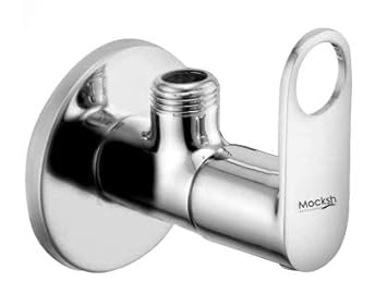 MOCKSH Stainless Steel MAX Angle Cock/Angle Valve Bathroom Faucets Taps and Faucet Angular Stop Cock Wash Basin for Geyser Tap, Chrome Plated with Wall Flange - Pack of 1