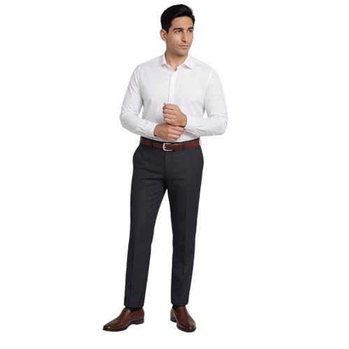 Image of Men's Stretchable Formal Trousers | Regular Fit Mid Rise Office Wear Pants | Elasticated Waistband 2 Inch Stretch | 4 Pocket Pant