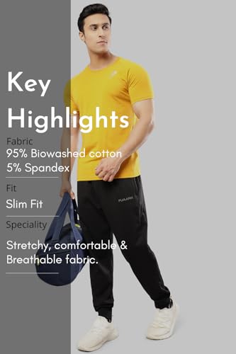 Image of FUAARK Men's Solid Slim Fit Sports Gym T-Shirt