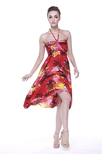 Image of Hawaii Hangover Family Matching Hawaiian Clothes, Sunset Red | Family matching Hawaiian outfits, Sunset Red, lightweight rayon, machine washable, tropical floral print, luaus, cruises