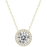 YIMERAIRE Moissanite Necklace Halo Diamond Necklace for Women 0.5CT-4.0CT 925 Sterling Silver White Gold Lab Created Diamond Pendant with 18+2 inches Chain- Anniversary Day Gift for Her Wife Mother