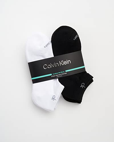 Image of Calvin Klein Womens No Show Socks - 6 Pack Breathable Cotton Blend Athletic Performance Low Cut Running Socks for Women