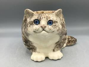 目が合う ケンジントンキャット サイズ4 猫 青目 鉢 フラワーポット 鉢カバー 猫 置物 ネコ フィギュリン ウィンスタンリー