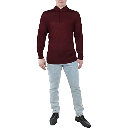 Club Room Mens Merino Wool Blend Polo Pullover Sweater Red XL2