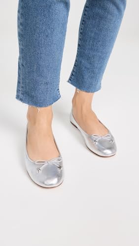 Image of Sam Edelman Women's Felicia Luxe Ballet Flats, Soft Silver, 7.5 Wide US