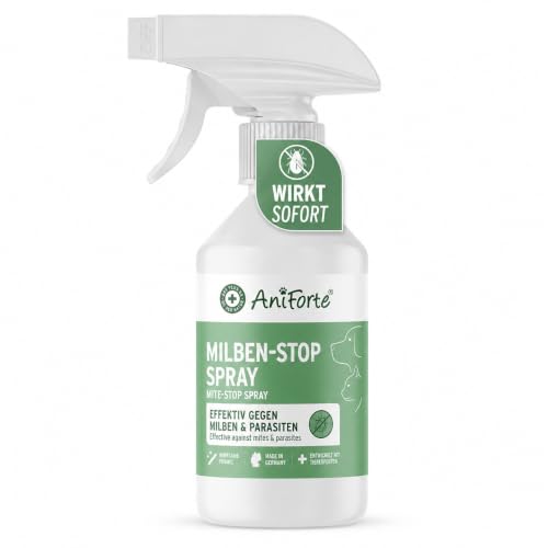 AniForte Milbenspray für Hunde & Katzen 250 ml - Antimilbenspray zur effektiven Abwehr von Insekten, Parasiten & Ungeziefer, Milbenstop & Milbenschutz bei Milbenbefall
