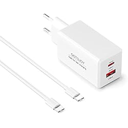 Cargador Turbo Power Huawei GOTOJOY 65W GAN Power Adapter con 100W Cable - Cargador USB C Charger PD rápido de 2 Puertos Compatible con iPhone, iPad,MacBook Pro,Samsung,Huawei,DELL XPS,Pixel, Laptop y más