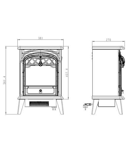 GMHome Free Standing Electric Fireplace Cute Electric Heater Log Fuel Effect Realistic Flame Space Heater, 1500W - White