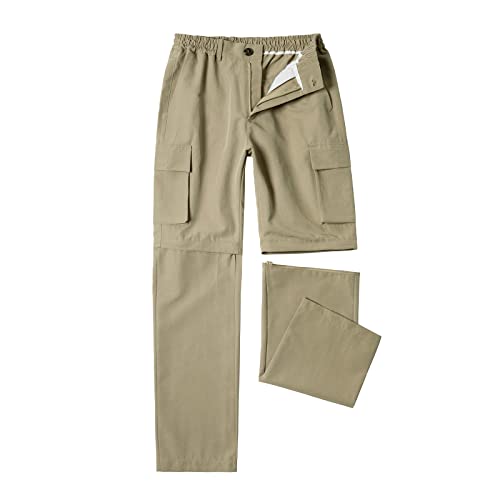 Wzikai Mens Convertible Hiking Pants With Multi Pockets Lightweight Zip Off Stretch Cargo Pants For Outdoor, Fishing, Safari Khaki Xxxl #TOP28