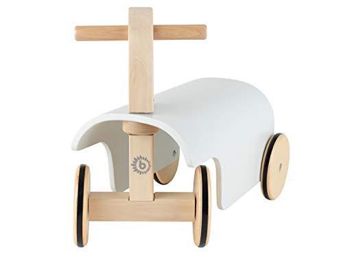 Bieco Rutschauto Holz | weiß | Modernes Holz Rutschfahrzeug ab 1 Jahr | Holz Rutscher mit Gummibereifung | Vierrad… – Bild 5
