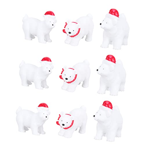 Abaodam 9Pcs Ornamentos De Urso Polar De Natal Para Mesa De Natal Mini Resina Árvore De Natal Em Min