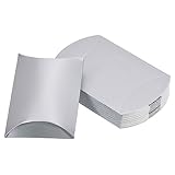 PATIKIL Pillow Boxes, 50 Pcs Wedding Gift Boxes Paper Box 2.6 x 2.5 Inch for Gift Wrap Wedding Parties, Silver Tone