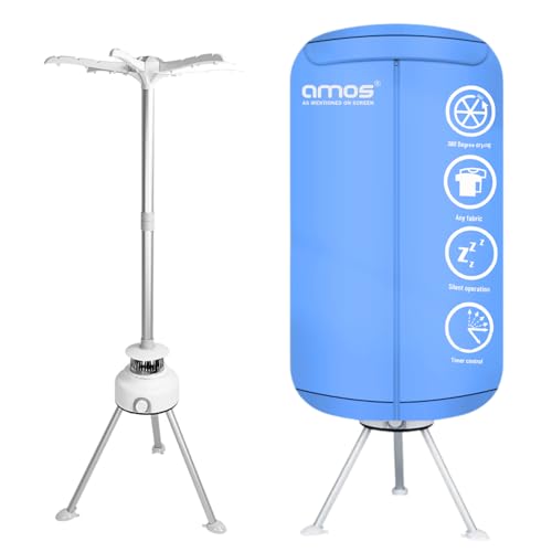 AMOS Eezy Dry Pod Heated Electric Clothes Dryer 10KG Capacity 1000W Indoor & Outdoor Folding Airer for Laundry Large Foldable Rack for Fast Drying With Cover (Dry Pod)