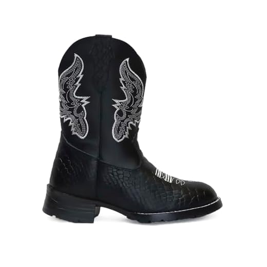 Bota Country Texana Infantil Unissex em Couro Legítimo Preto com Estampa de Cobra Kapell (31)