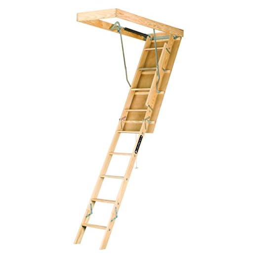 Louisville Ladder 22.5 by 54-Inch Wooden Attic Ladder, 7 Foot To 8-Foot 9-Inch Ceiling Height, 250-Pound Capacity, S224P