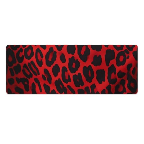 Tapis de souris de jeu LED grand format imperméable léopard rouge antidérapant