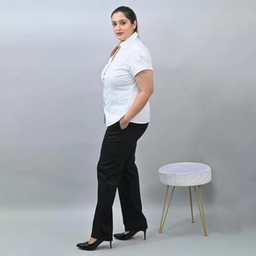 Image of Fashion Plus PlointTrandy Textured Trousers for Women | Women Loose Fit Trousers | Women's High-Waisted Pant | Women Trousers Pants | Korean