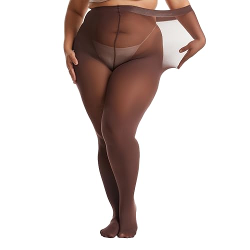 Image of Frola Plus Size Tights for Women Semi Opaque Control Top High Waist Stockings 60 Denier Women's Pantyhose 2X 3X 4X 5X