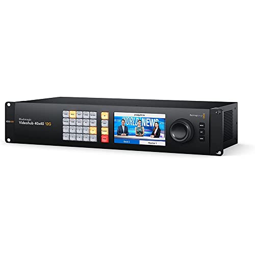 Image of Blackmagic Design Videohub 40x40 12G Zero-Latency Video Router Bundle with Pearstone Cat 6a Patch Cable, 6' PC Power Cord, and Kellards 5-Pack Cleaning Wipes