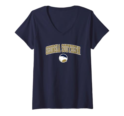Womens Georgia Southern Eagles Arch Over Navy Officially Licensed V-Neck T-Shirt