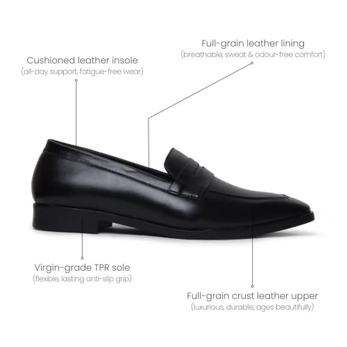Image of HAYES LONDON Penny Loafers for Men | Genuine Leather Slip-on Shoes | Formal & Casual Comfort Footwear