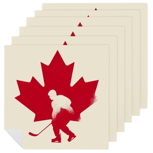 Servilleta de mesa de arce suave Hockey Canada, lencería reutilizable para hoteles 2
