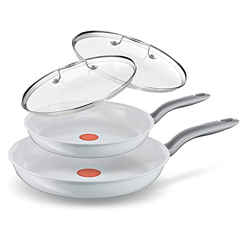 Tefal Juego de sartenes Ceramic Control con tapa 24 + 28 cm aptas para todo tipo de cocinas inducción sellado de...