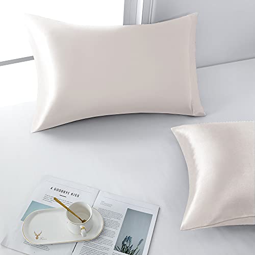 Set Di 2 Federe In Raso 50 X 75 Cm Beige, Federa Cuscino Letto Morbida E Setosa Al Tatto, Chiusura A Busta, Antiacaro E Ipoallergico, Protezione Capelli E Pelle & Antirughe - 4