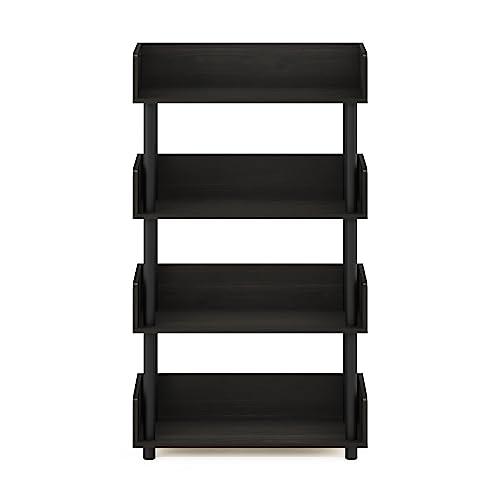 Image of Furinno TURN-N-TUBE 4-Tier Display Shelf, Storage Shelves, Book Shelf, Open Shelves with Rounded Corner Top Edges, for Organization and Storage, Living Room, Home Office, Espresso