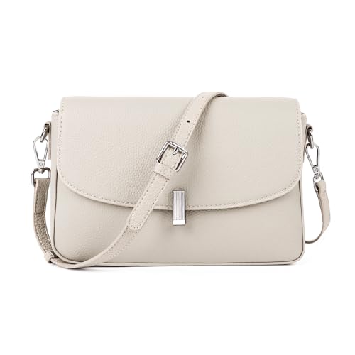 MoreFarther Leather Crossbody Bags for Women, Everyday Medium Purses Trendy, Women's Shoulder Handbags with Adjustable Strap (White) by MoreFarther - Used condition - US$41.99